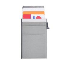 Load image into Gallery viewer, Gray cardholder with colorful cards on a white background
