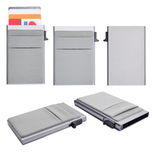 Load image into Gallery viewer, Silver cardholder with multiple views on a white background
