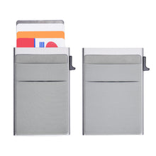 Load image into Gallery viewer, Gray cardholder with colorful cards on a white background
